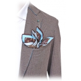Fefè Napoli - Brown Bassett Silk Dandy Pocket Square - Pocket-Square - Handmade in Italy - Luxury Exclusive Collection