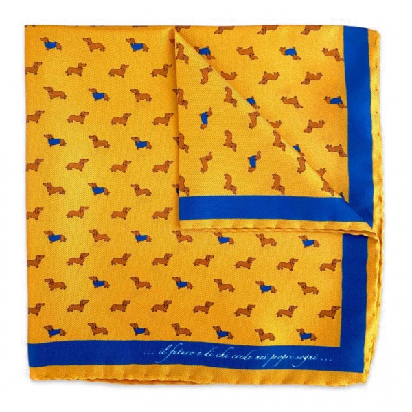 Fefè Napoli - Yellow Bassett Silk Dandy Pocket Square - Pocket-Square - Handmade in Italy - Luxury Exclusive Collection