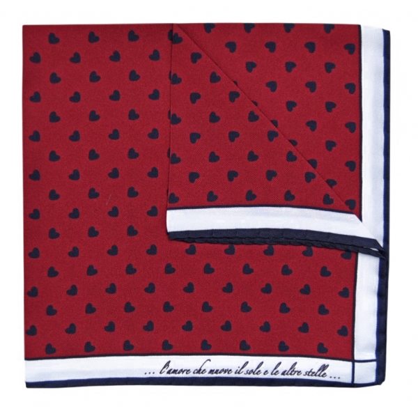 Fefè Napoli - Bordeaux Heart Silk Dandy Pocket Square - Pocket-Square - Handmade in Italy - Luxury Exclusive Collection