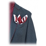 Fefè Napoli - Bordeaux Heart Silk Dandy Pocket Square - Pocket-Square - Handmade in Italy - Luxury Exclusive Collection