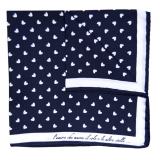 Fefè Napoli - Blue White Heart Silk Dandy Pocket Square - Pocket-Square - Handmade in Italy - Luxury Exclusive Collection