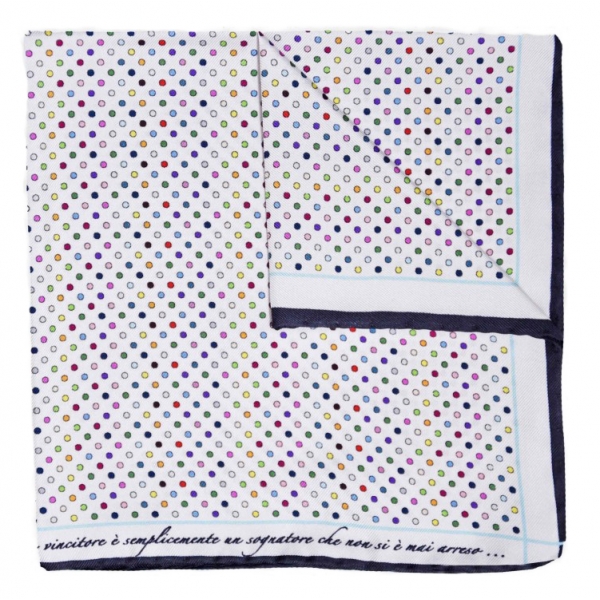 Fefè Napoli - White Pois Silk Gentleman Pocket Square - Pocket-Square - Handmade in Italy - Luxury Exclusive Collection