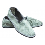 Nicolao Atelier - Furlana Slipper in Sage Green Silk Damask - Woman - Shoe - Made in Italy - Luxury Exclusive Collection