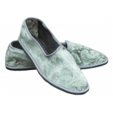 Nicolao Atelier - Pantofola Furlana in Damasco Seta Verde - Uomo - Calzatura - Made in Italy - Luxury Exclusive Collection