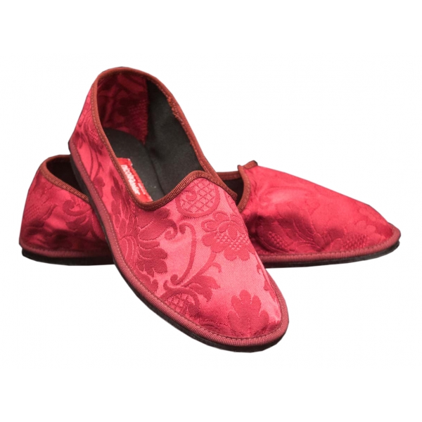 Nicolao Atelier - Pantofola Furlana in Damasco Rosso - Donna - Calzatura - Made in Italy - Luxury Exclusive Collection