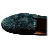Nicolao Atelier - Velvet Brocade Slipper Shoe - Teal Green - Shoe - Made in Italy - Luxury Exclusive Collection