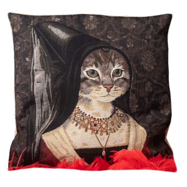Nicolao Atelier - Cushion with Portrait of Maria Portinari - Pillow - Made in Italy - Luxury Exclusive Collection