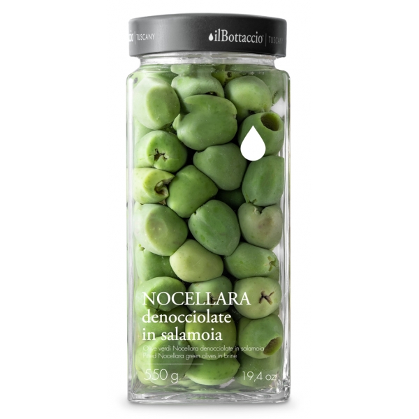 Il Bottaccio - Olive Verdi Nocellara Denocciolate in Salamoia - Italiano - Alta Qualità - 550 gr