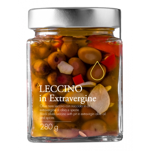 Il Bottaccio - Olive Nere Leccino Condite in Olio Extravergine - Italiano - Alta Qualità - 280 gr
