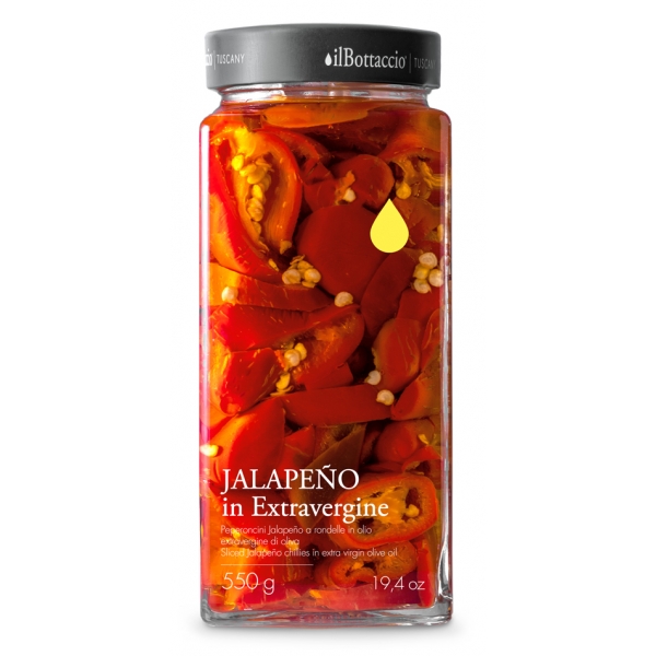 Il Bottaccio - Spicy Jalapeño Peppers in Extra Virgin Olive Oil - Italian - High Quality - 550 gr
