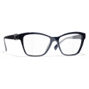 Chanel - Cat-Eye Eyeglasses - Blue Silver - Chanel Eyewear