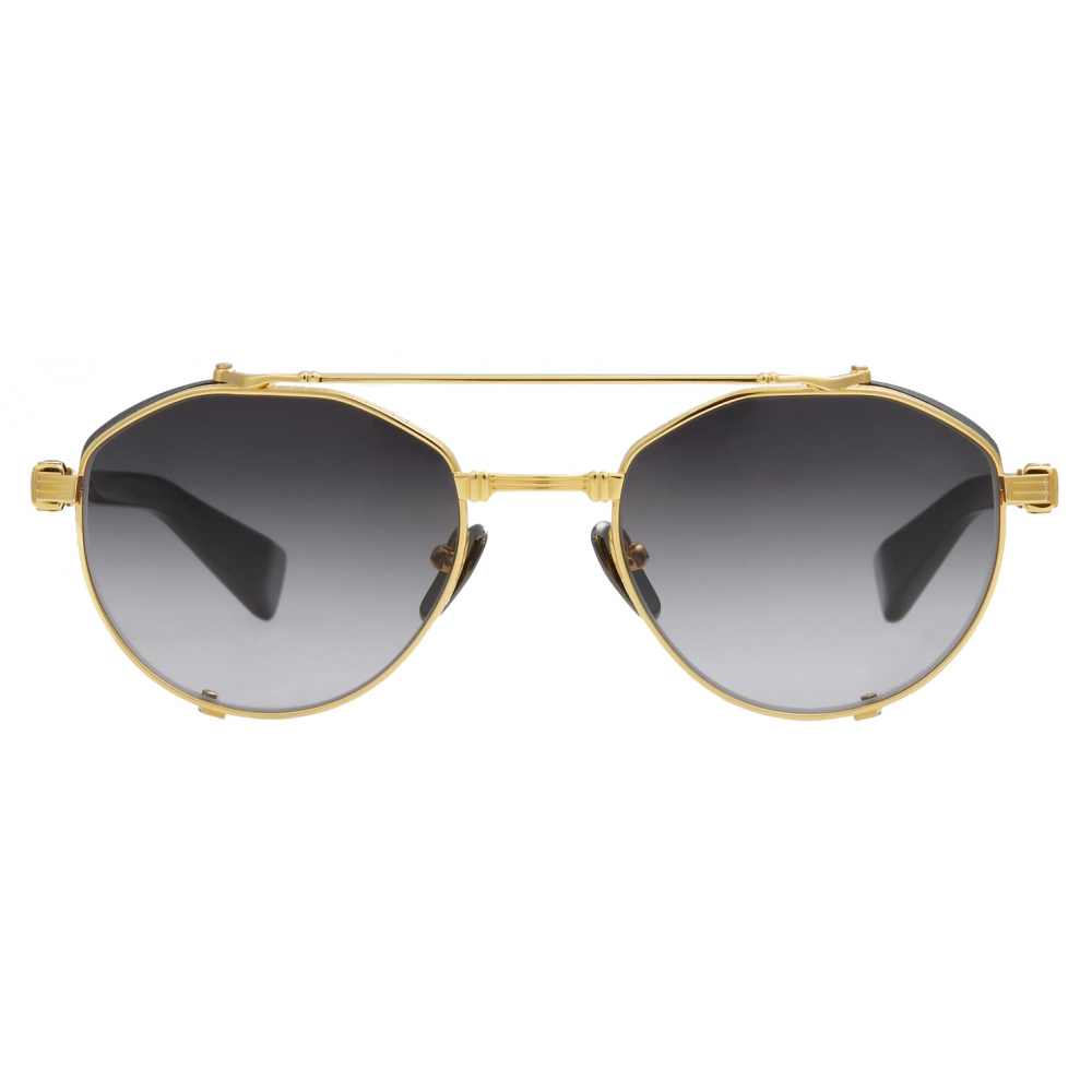 Balmain - Brigade-IV Black and Gold Sunglasses in Titanium - Balmain ...