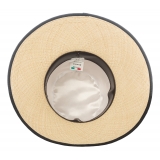 Catalina Jacob - Natural Panama Hat - White Black - Handmade in Italy - Luxury Exclusive Collection