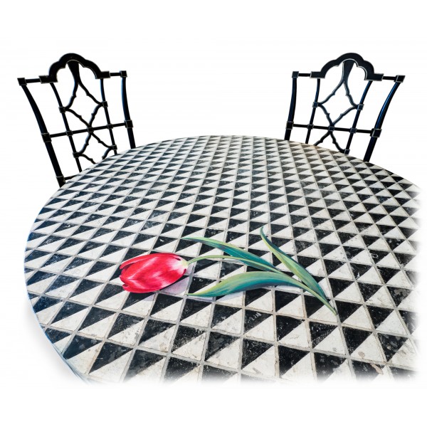 Porte Italia Interiors - Santo Stefano Table - Checkered Decoration - Table - Sea Foam Table