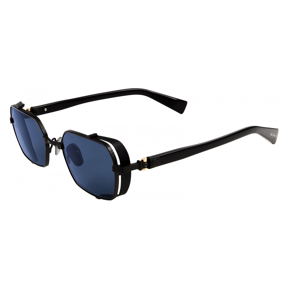 Balmain Black And Blue Tone Titanium Brigade Iii Sunglasses Balmain Eyewear Avvenice
