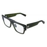 Balmain - Dark Green Titanium Oversized Square B-III Eyeglasses - Balmain Eyewear