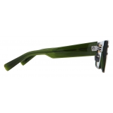 Balmain - Occhiale da Vista Quadrato B-III Oversize in Titanio Verde Scuro - Balmain Eyewear