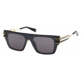 Balmain - Occhiali da Sole Soldat in Plastica Nylon Nero e Grigio Scuro - Balmain Eyewear