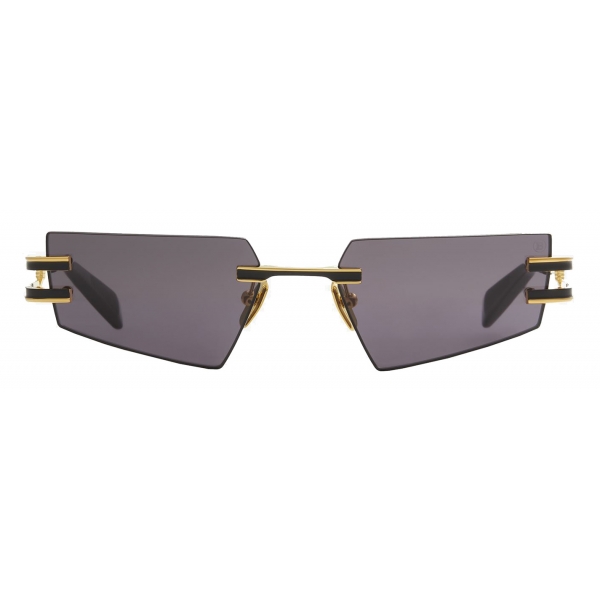 Balmain - Occhiali da Sole Fixe Neri e Grigio Scuro in Titanio - Balmain Eyewear