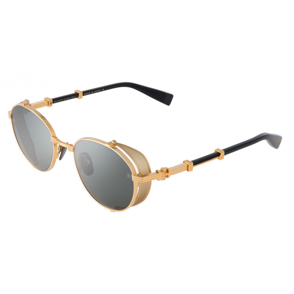 Balmain - Black and Gold-Tone Titanium Brigade-I Sunglasses - Balmain ...