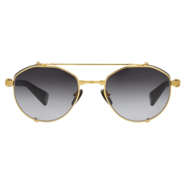 Balmain Brigade Iv Black And Gold Sunglasses In Titanium Balmain Eyewear Avvenice
