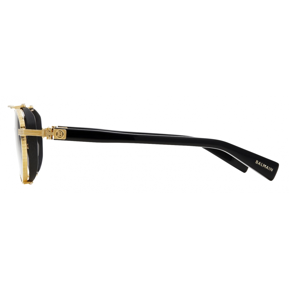Balmain Brigade Iv Black And Gold Sunglasses In Titanium Balmain Eyewear Avvenice