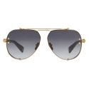 Balmain - Occhiali da Sole Captaine Neri e Dorati in Titanio - Balmain Eyewear