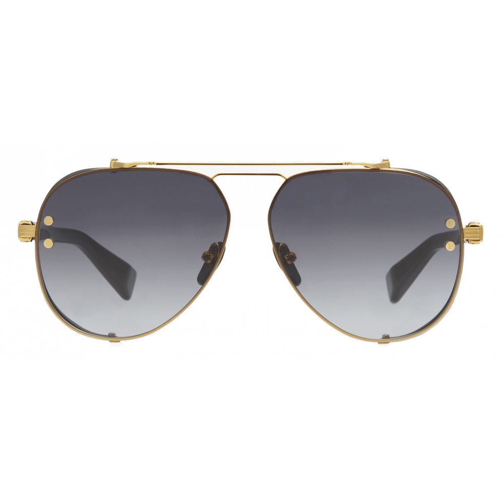 Balmain - Black and Gold-Tone Titanium Captaine Sunglasses - Balmain ...