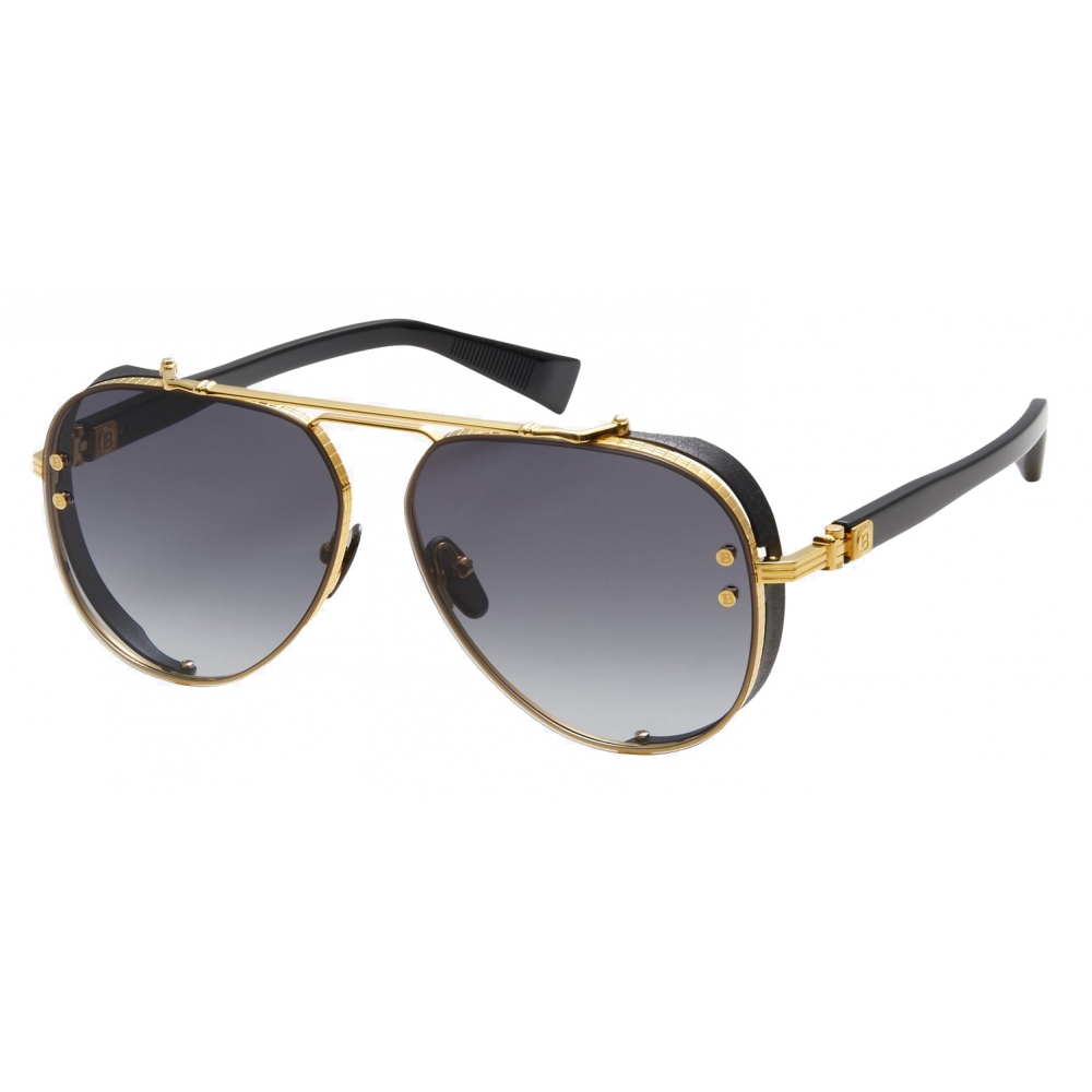 Balmain - Black and Gold-Tone Titanium Captaine Sunglasses - Balmain ...