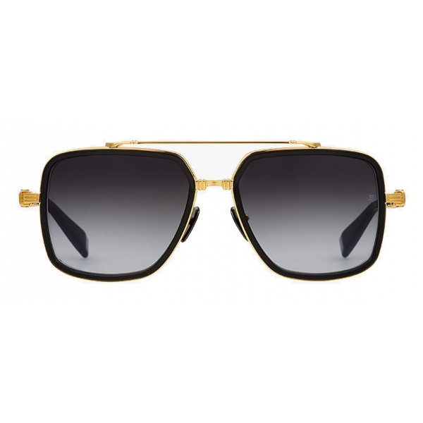 Balmain - Black and Gold-Tone Titanium Officer-Style Sunglasses ...