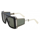Balmain - Black and Khaki Titanium Shield-Shaped Wonder Boy II Sunglasses - Balmain Eyewear