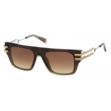 Balmain - Occhiali da Sole Soldat in Plastica Nylon Marrone e Nero - Balmain Eyewear