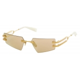 Balmain - Gold-Tone and Brown Titanium Fixe Sunglasses - Balmain Eyewear