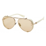 Balmain - Occhiali da Sole Captaine Dorati e Marrone Scuro in Titanio - Balmain Eyewear