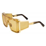 Balmain - Occhiali da Sole Wonder Boy II a Forma di Scudo in Titanio Color Oro - Balmain Eyewear