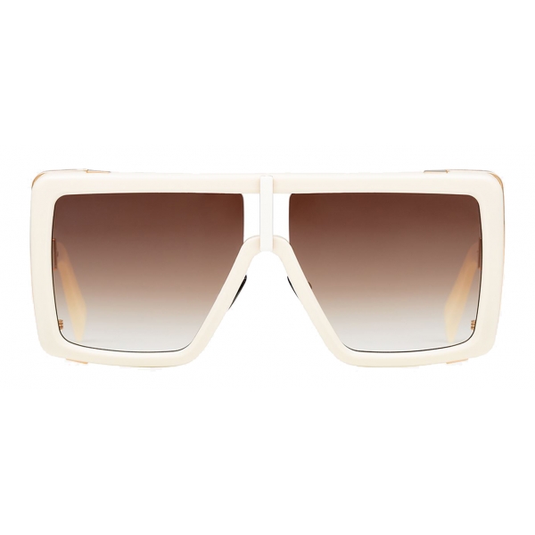 Balmain - Off-White and Gold-Tone Titanium Shield-Shaped Wonder Boy II Sunglasses - Balmain Eyewear