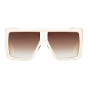 Balmain - Occhiali da Sole Wonder Boy II a Forma di Scudo in Titanio Color Sporco e Oro - Balmain Eyewear