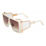 Balmain - Off-White and Gold-Tone Titanium Shield-Shaped Wonder Boy II Sunglasses - Balmain Eyewear