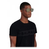Balmain - Occhiali da Sole Officer-Style Argentati in Titanio - Balmain Eyewear