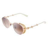 Balmain - Occhiali da Sole Brigade-I in Titanio Bianco e Oro - Balmain Eyewear