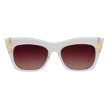 Balmain - Occhiali da Sole B-II in Cristallo Bianco e Acetato Color Oro - Balmain Eyewear