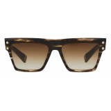 Balmain - Dark Brown and Gold B-V Sunglasses in Acetate - Balmain Eyewear