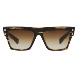 Balmain - Occhiali da Sole B-V Marrone Scuro e Dorati in Acetato - Balmain Eyewear