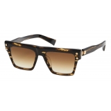 Balmain - Occhiali da Sole B-V Marrone Scuro e Dorati in Acetato - Balmain Eyewear