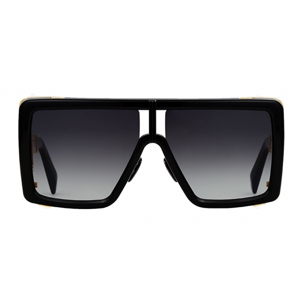 Balmain - Black and Gold Titanium Shield-Shaped Wonder Boy II Sunglasses - Balmain Eyewear