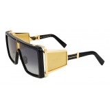 Balmain - Occhiali da Sole Wonder Boy II a Mascherina Neri e Dorati in Titanio - Balmain Eyewear