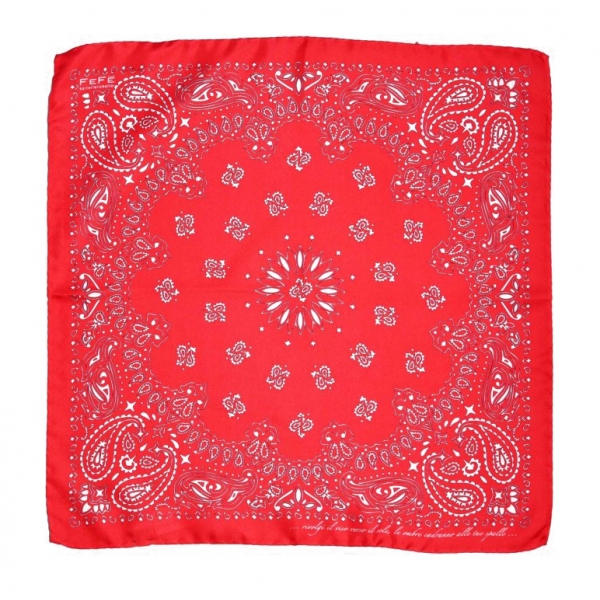 Fefè Napoli - Red Bandan Silk Dandy Pocket Square - Pocket-Square - Handmade in Italy - Luxury Exclusive Collection