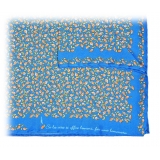 Fefè Napoli - Blue Royal Lemons Silk Dandy Pocket Square - Pocket-Square - Handmade in Italy - Luxury Exclusive Collection