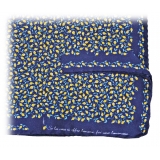 Fefè Napoli - Blue Lemons Silk Dandy Pocket Square - Pocket-Square - Handmade in Italy - Luxury Exclusive Collection