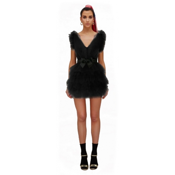 Teen Idol - Mini Dress in Tulle Orione con Spalle - Nero - Abiti - Teen-Ager - Luxury Exclusive Collection